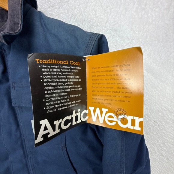 Carhartt Arctic Jacket‎ Nylon Quilt Lined Mens Small C03 NVY Navy Blue - Picture 11 of 15